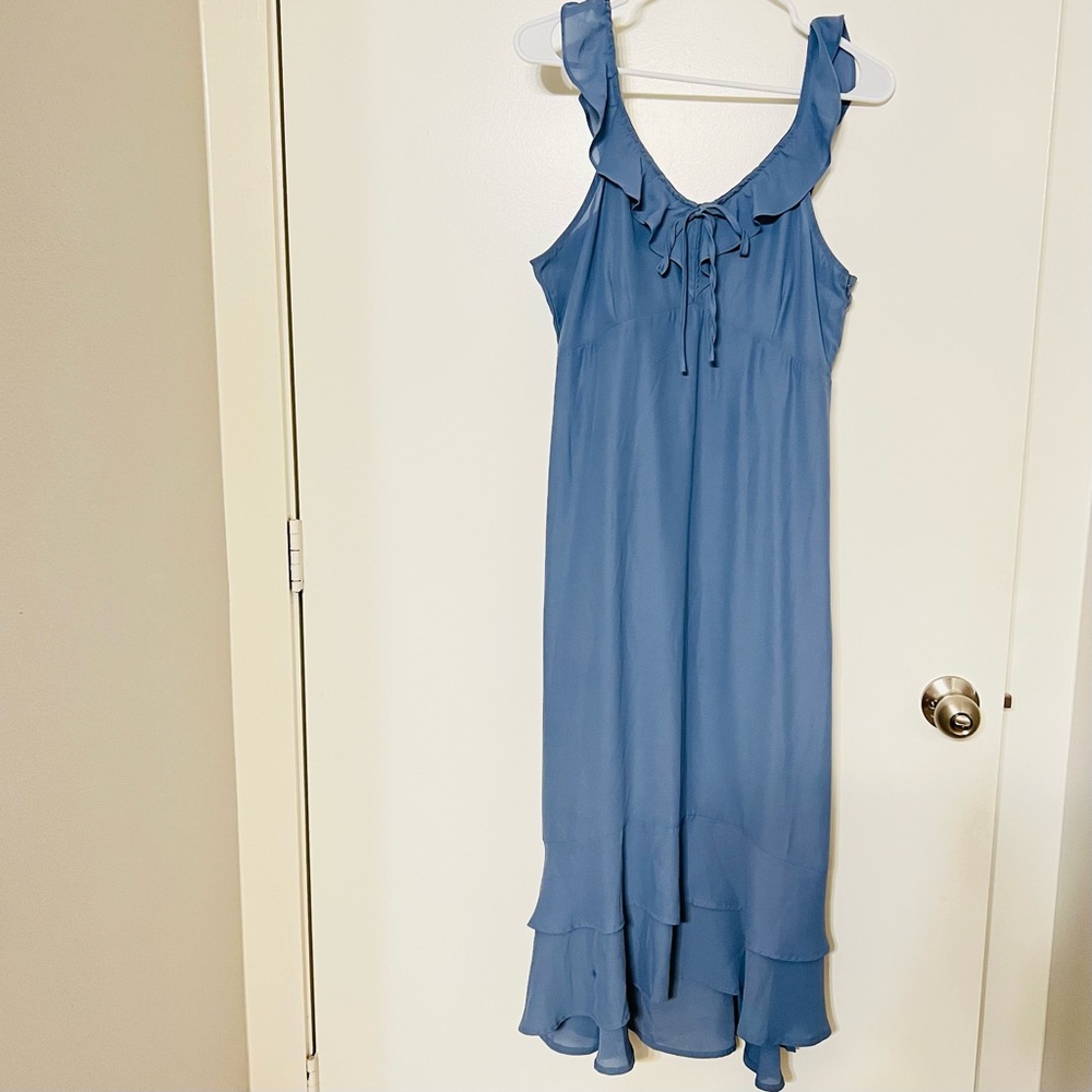 Grey chiffon midi dress of size M